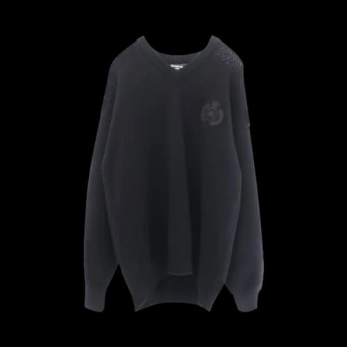 Balenciaga Braided Knit V-Neck Sweater 'Black'