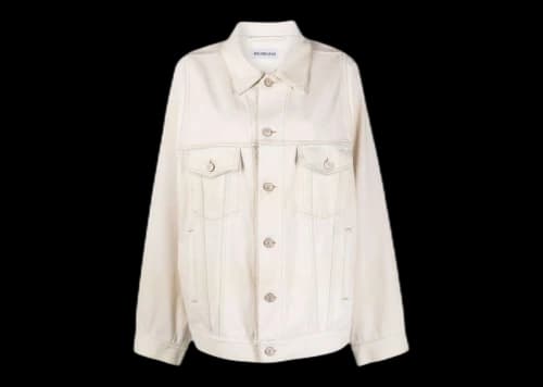 Balenciaga Drop Shoulder Oversized Sleeve Denim Jacket Light Beige