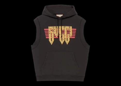 Gucci Cotton Jersey Sleeveless Sweatshirt Black/Yellow/Red