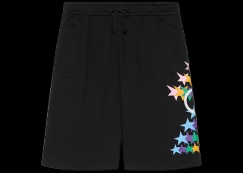 Gucci Interlocking G Star Flash Print Cotton Shorts Black