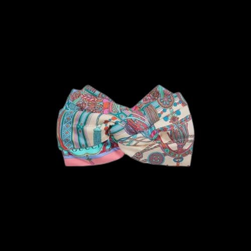 Gucci Tassel And Chain Print Silk Headband 'Rose'
