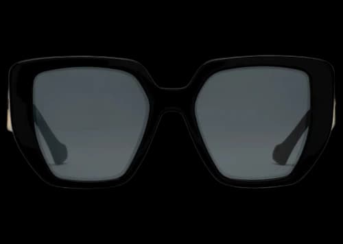Gucci Rectangular Frame Sunglasses Black/Gold (663746 J0740 1012)