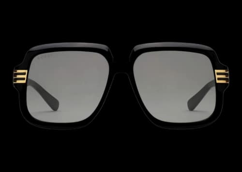 Gucci Square Frame Sunglasses True Black/Gold/Brown (663772 J1691 1012)