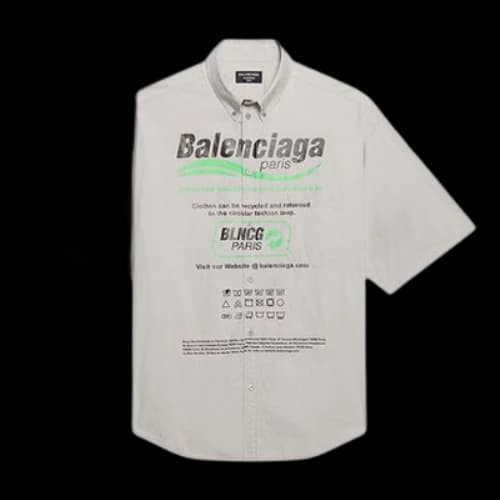 Balenciaga Cotton Loose Short Sleeve Shirt Gray