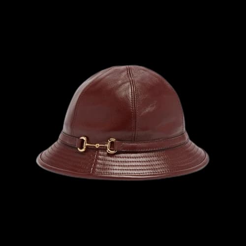 Gucci Horsebit Lambskin Leather Bucket Hat Red