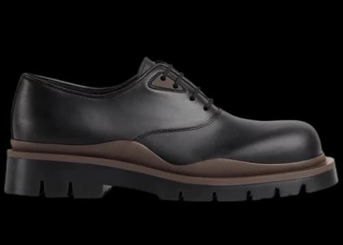 Bottega Veneta Tire Lace Up Leather Shoes Black
