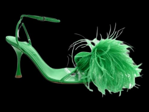 Bottega Veneta Wonderbird Nappa Feather Dot Sandals Green (Women's)