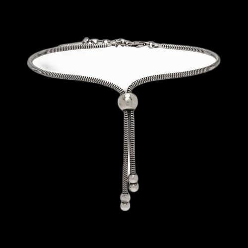 Saint Laurent Bolo Tie Bracelet 'Oxidized Silver'