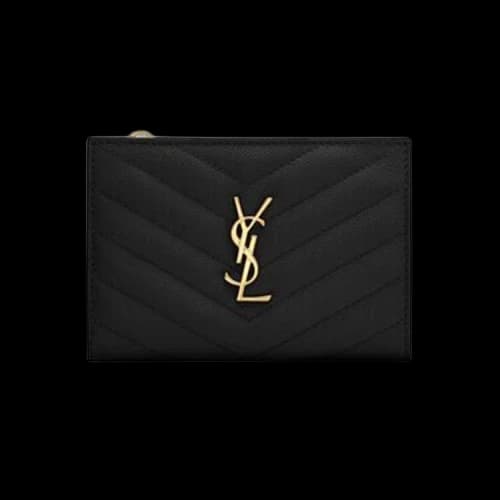 Saint Laurent Cassandre Matelassé Fragments Zipped Bi-Fold Wallet 'Black'