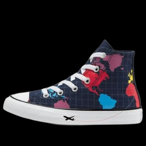 Converse Older Kids' Geography Class Chuck Taylor All Star High Top 'Blue Red Yellow'
