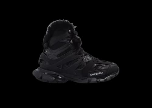 Balenciaga Track Hike Boots Faux Fur Black
