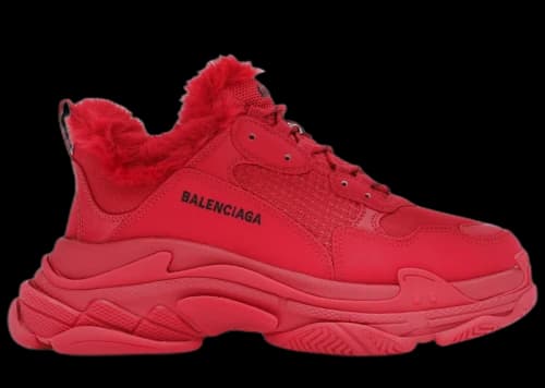 Balenciaga Triple S Faux Fur Burgundy