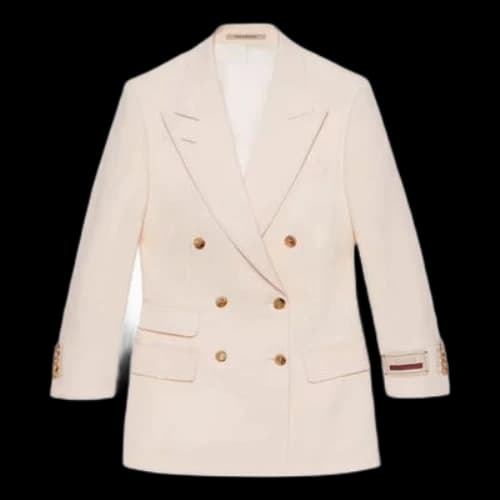 Gucci Bouble-Breasted Wool Mohair Blazer Jacket 'Beige' (Women's)