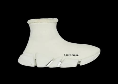Balenciaga Speed 2.0 Recycled Knit Fake Fur Beige (Women's)