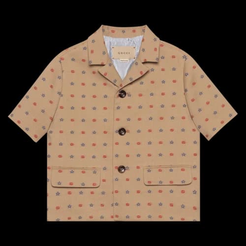 Gucci Kids Logo Print Short-Sleeve Shirt 'Brown'