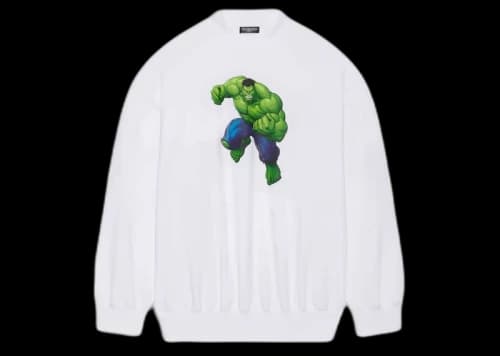 Balenciaga Mens Hulk 2021 MARVEL Crewneck White