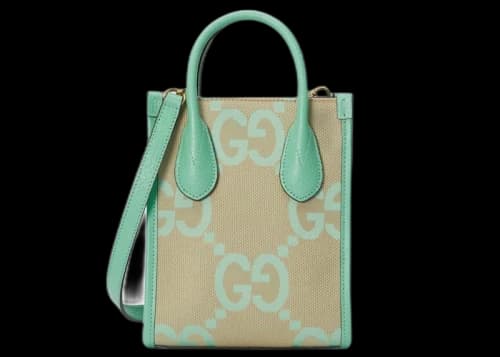 Gucci Jumbo GG Mini Tote Bag Beige/Mint