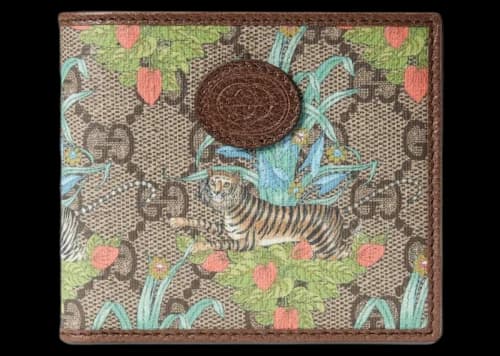 Gucci Tiger Print GG Wallet Beige/Ebony