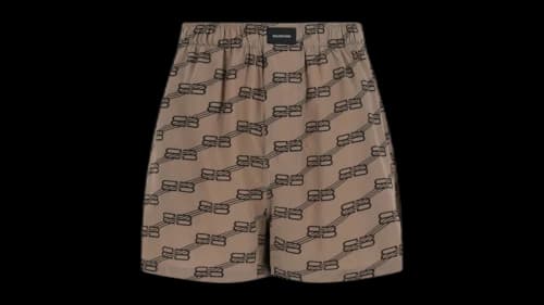 Balenciaga Women's BB Monogram Pajama Shorts Beige/Brown