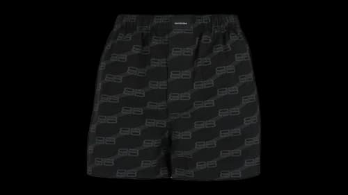 Balenciaga Women's BB Logo Monogram Pajama Shorts Black/Grey