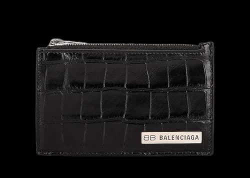 Balenciaga Croc Embossed (5 Card Slot) Coin Card Holder Black
