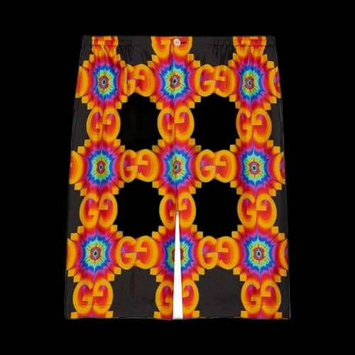 Gucci GG Kaleidoscope Silk Shorts 'Black/Orange'