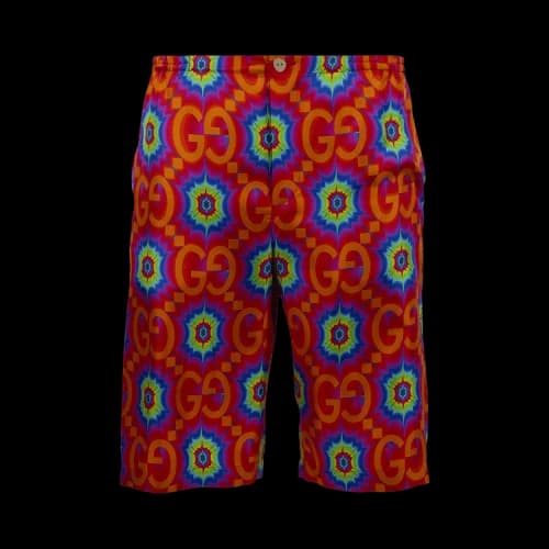 Gucci GG Kaleidoscope Silk Shorts 'Orange/Electric Blue'