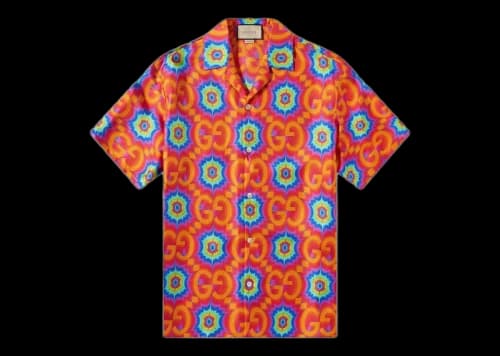Gucci GG Psychedelic Silk Shirt Orange/Electric Blue/Multi