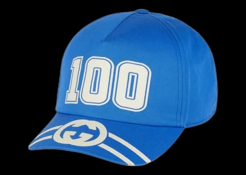 Gucci 100 Baseball Velcro Strap Cap Royal Blue/White