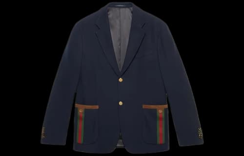 Gucci Cotton Jersey Jacket With Web 'Blue'