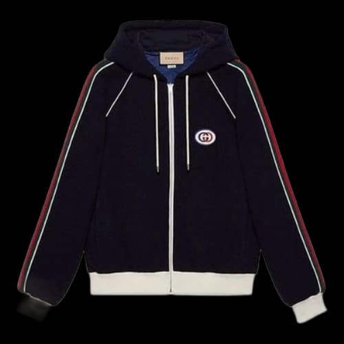 Gucci Wool Jersey Jacket With Web 'Blue'