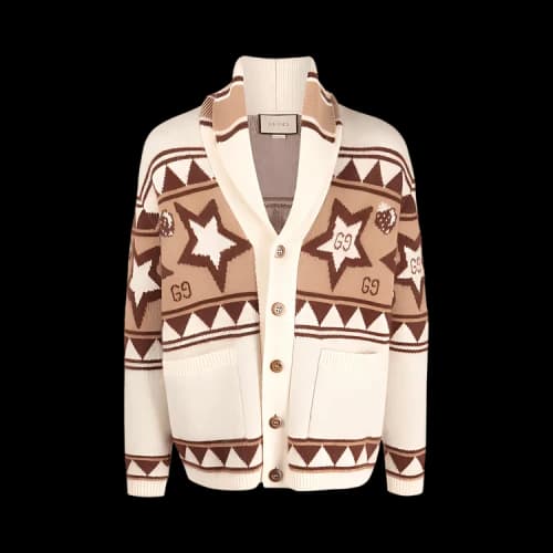 Gucci Star Motif Wool Cardigan 'Ivory/Camel'