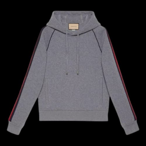 Gucci Hooded sweatshirt with Web 'Grey'
