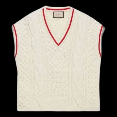 Gucci Wool Cable Knit Vest 'Ivory '