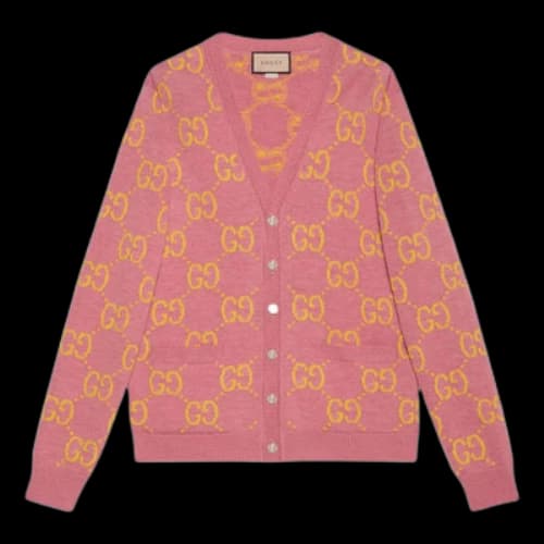 Gucci GG Intarsia-Knit Cardigan 'Pink Yellow'