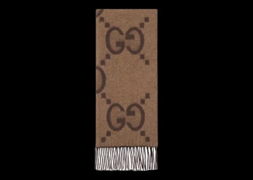 Gucci GG Cashmere Jacquard Scarf Beige/Dark Brown