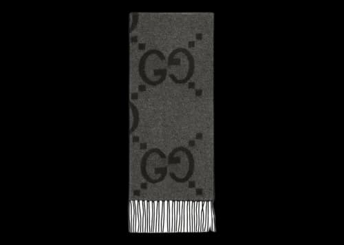 Gucci GG Cashmere Jacquard Scarf Dark Grey/Black