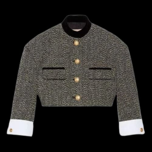 Gucci GG Check Tweed Jacket With Double G Buttons 'Grey Black' (Women's)