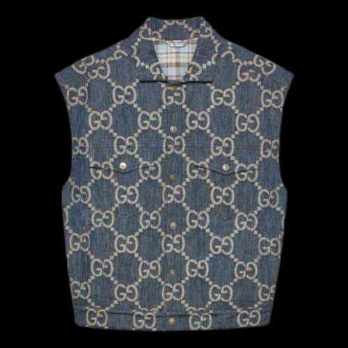Gucci Jumbo GG Denim Vest 'Blue Ivory'