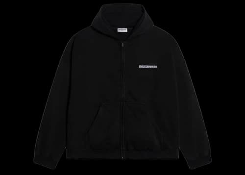 Balenciaga Turn Wide Fit Zip-Up Hoodie Black