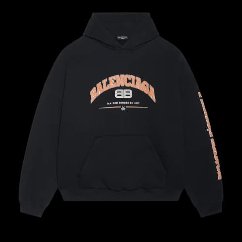 Balenciaga Alexander McQueen Oversized Logo Print Hoodie Black Orange