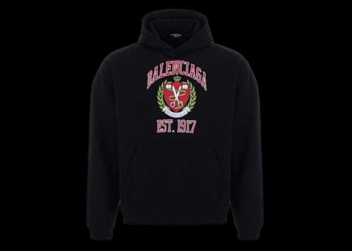Balenciaga College wide fit Hoodie Black