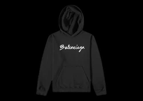 Balenciaga Script Logo Oversized Popover Hoodie Black/White
