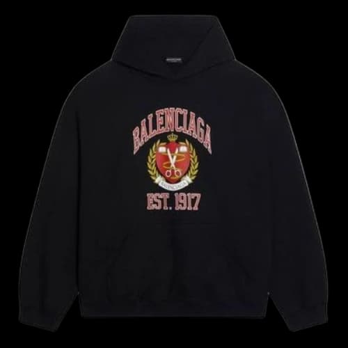 Balenciaga Est. 1917 College Logo Print Hoodie Wide Fit 'Black'