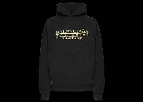 Balenciaga Retail Therapy Logo Cotton Hoodie Black