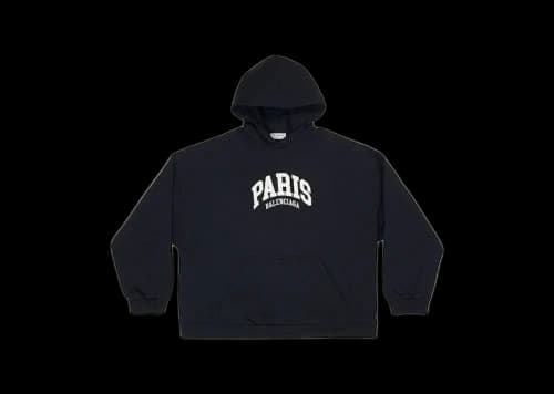 Balenciaga Women's Cities Paris Wide Fit Hoodie Black