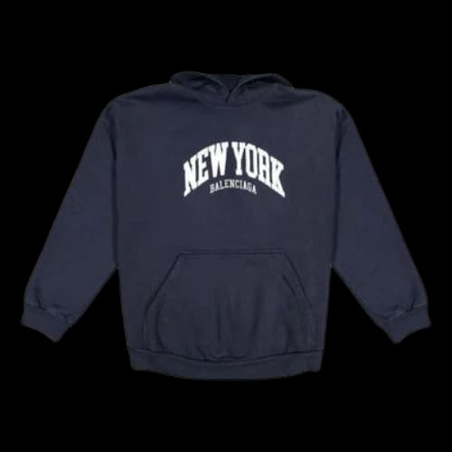 Balenciaga Cities New York Hoodie Wide Fit 'Navy White'