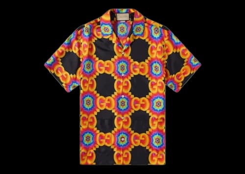 Gucci GG Psychedelic Silk Shirt Orange/Black/Multi