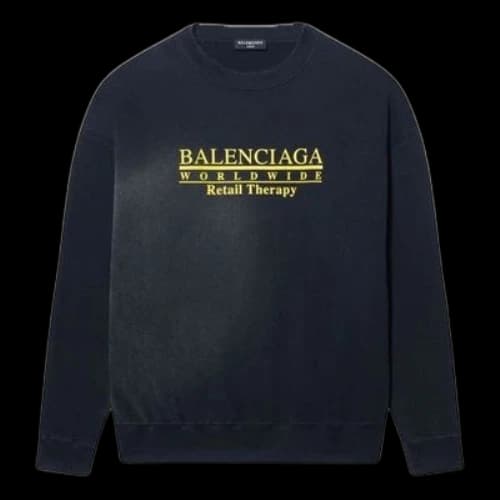 Balenciaga Worldwide Retail Therapy Crewneck Sweatshirt 'Washed Black Yellow'