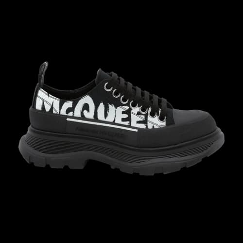 Alexander McQueen Tread Slick Lace Up Low 'McQueen Graffiti Logo - Black' (Women's)